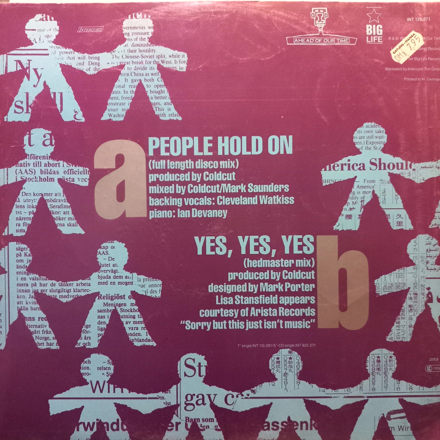 Coldcut People Hold On Maxi 2da. Mano Usado en Excelente Estado