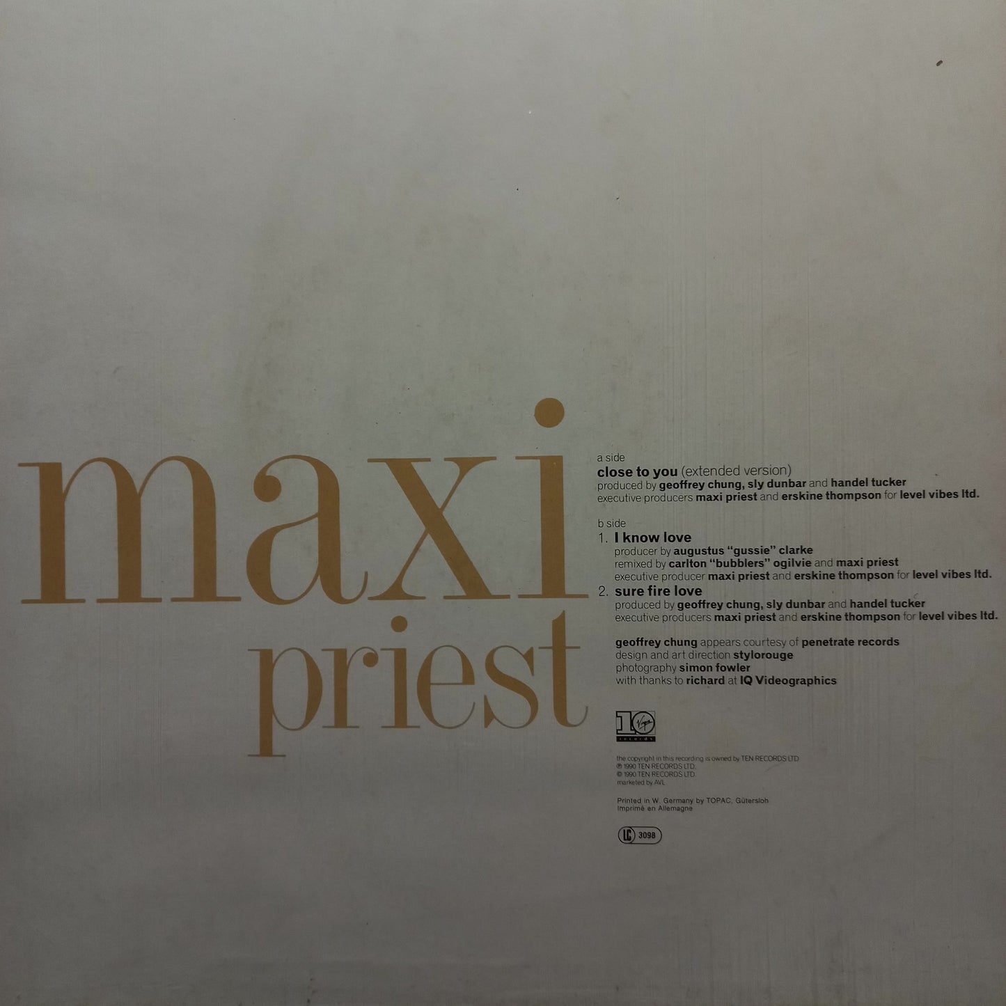 Maxi Priest Close to You Maxi 2da. Mano Usado en Excelente Estado