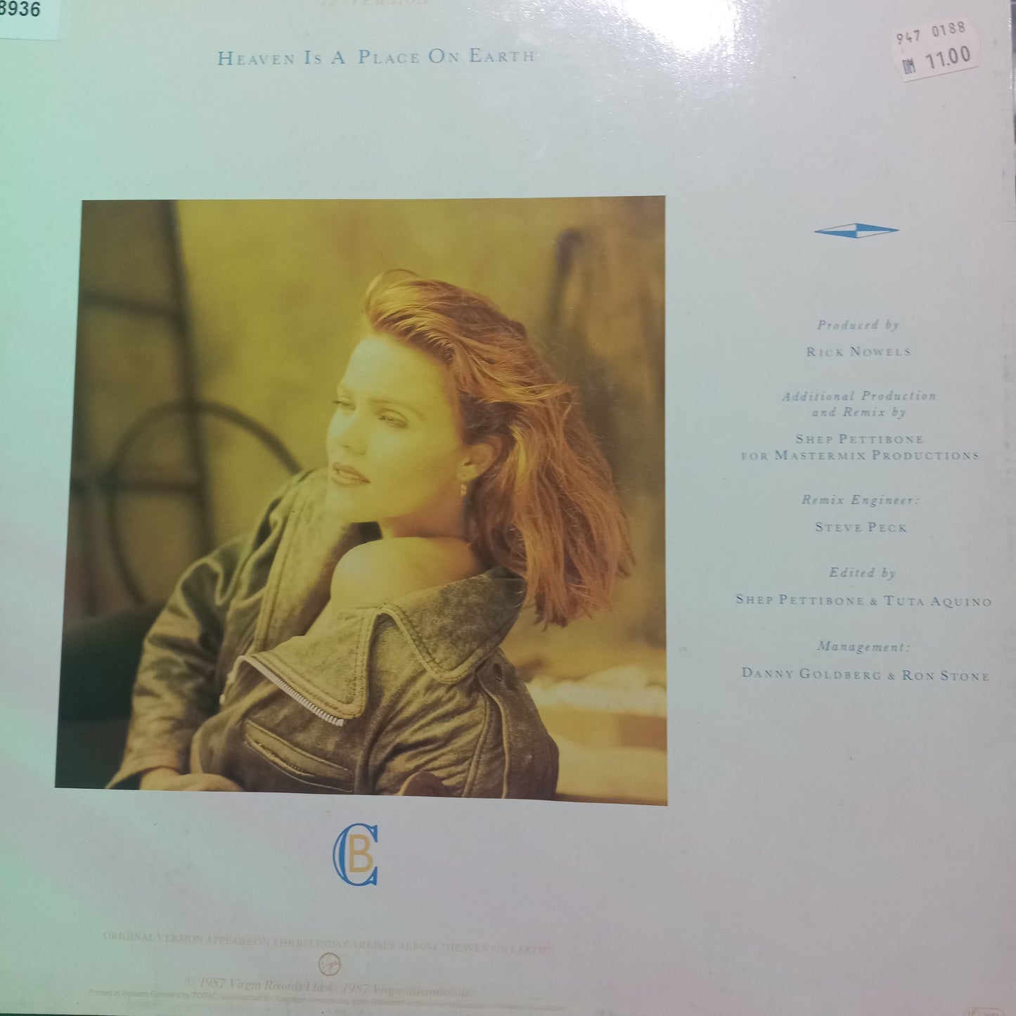 Belinda Carlisle Heaven is a Place on Earth Maxi 2da. Mano Usado en Excelente Estado