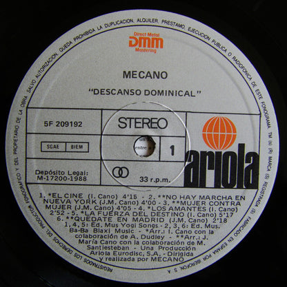 Mecano Descanso Dominical LP Nuevo