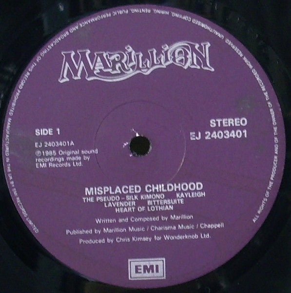 Marillion Misplaced Childhood LP Nuevo